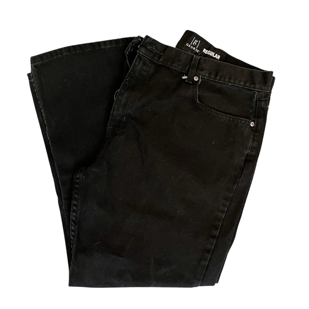 George 42x30 Men's Black Regular Jeans